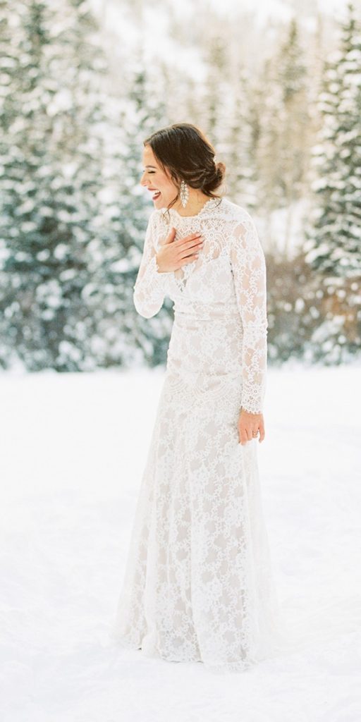 winter wedding dresses sheath with long sleeves lace clairepettibone