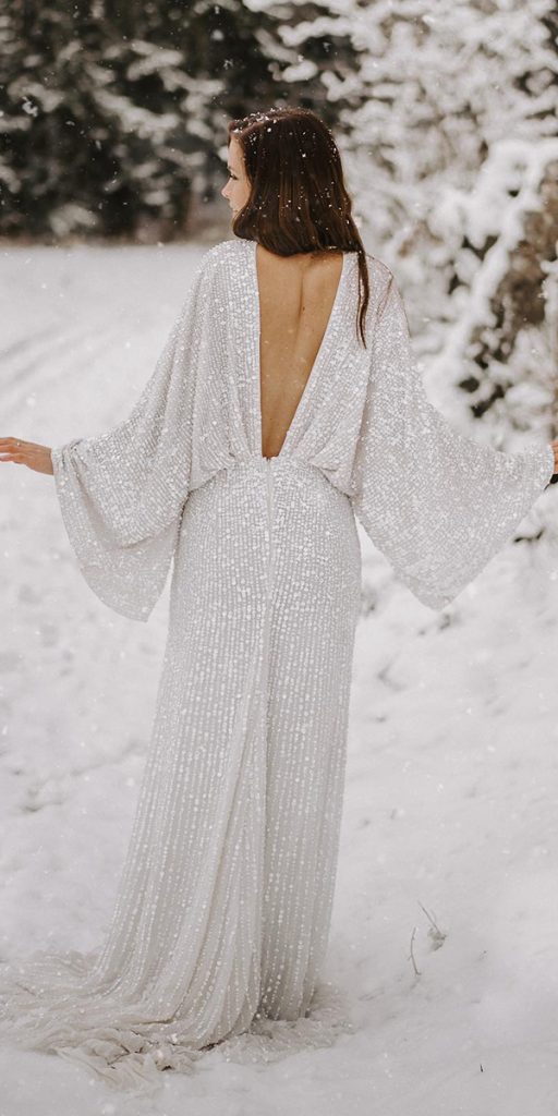winter wedding dresses sheath with long sleeves sequins v back brigittefoysi