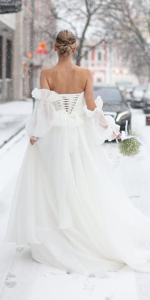 winter wedding dresses simple a line off the shoulder aurorawsalon