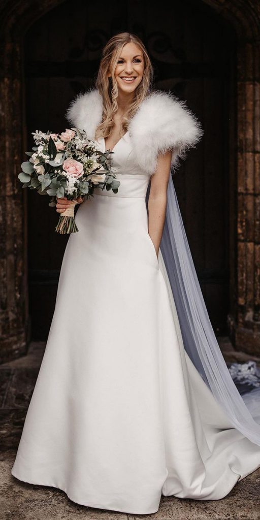 winter wedding dresses simple with fur a line olegs samsonovs