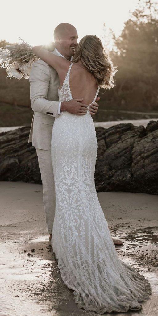 beach destination wedding dresses sheath with spaghetti straps lace train madewithlovebridal