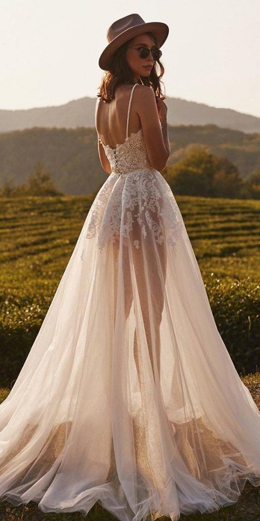 beach destination wedding dresses with spaghetti straps lace rustic tanyafake