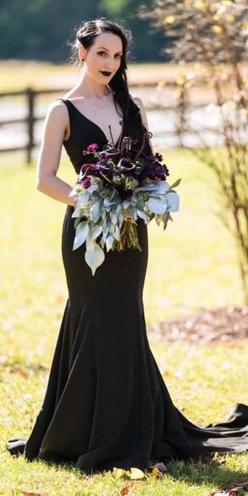 black wedding dresses simple trumpet v neckline photography by zelda