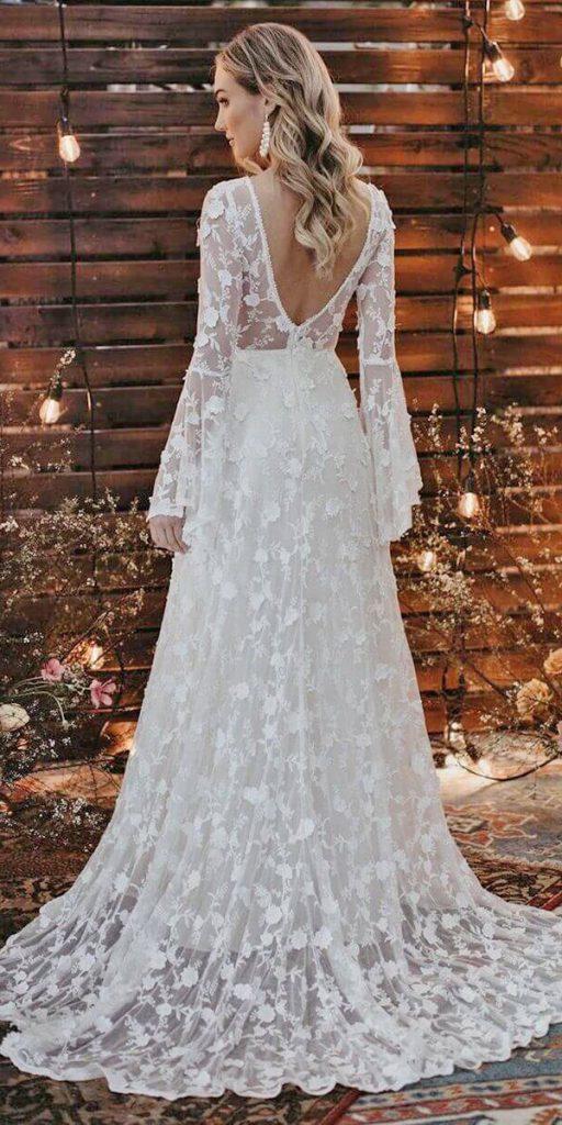 bohemian sleeve wedding dress