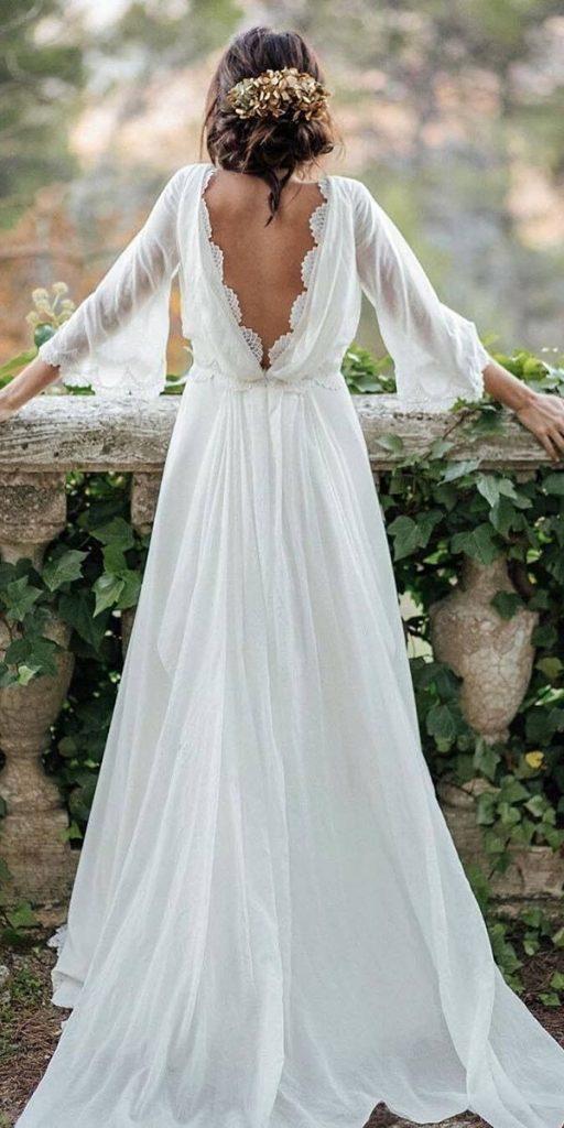 boho wedding dresses with sleeves with ong sleeves bohemian v back cayetanaferrer