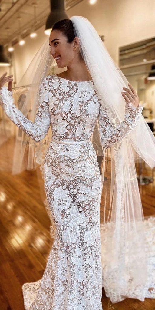 bridal gowns with sleeves mermaid sexy 2020 berta