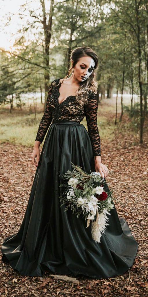 gothic wedding dresses a line with long sleeeves lace top meagankelly