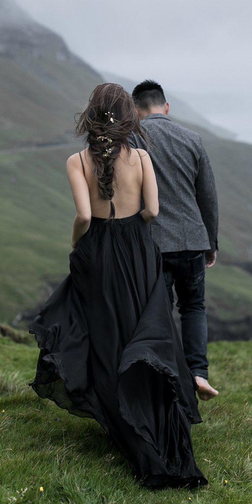gothic wedding dresses a line with spaghetti straps backless black tylerrye