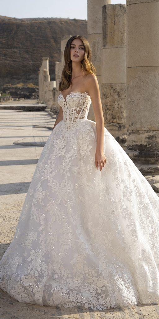 lace ball gown wedding dresses sweetheart strapless neckline pnina tornai