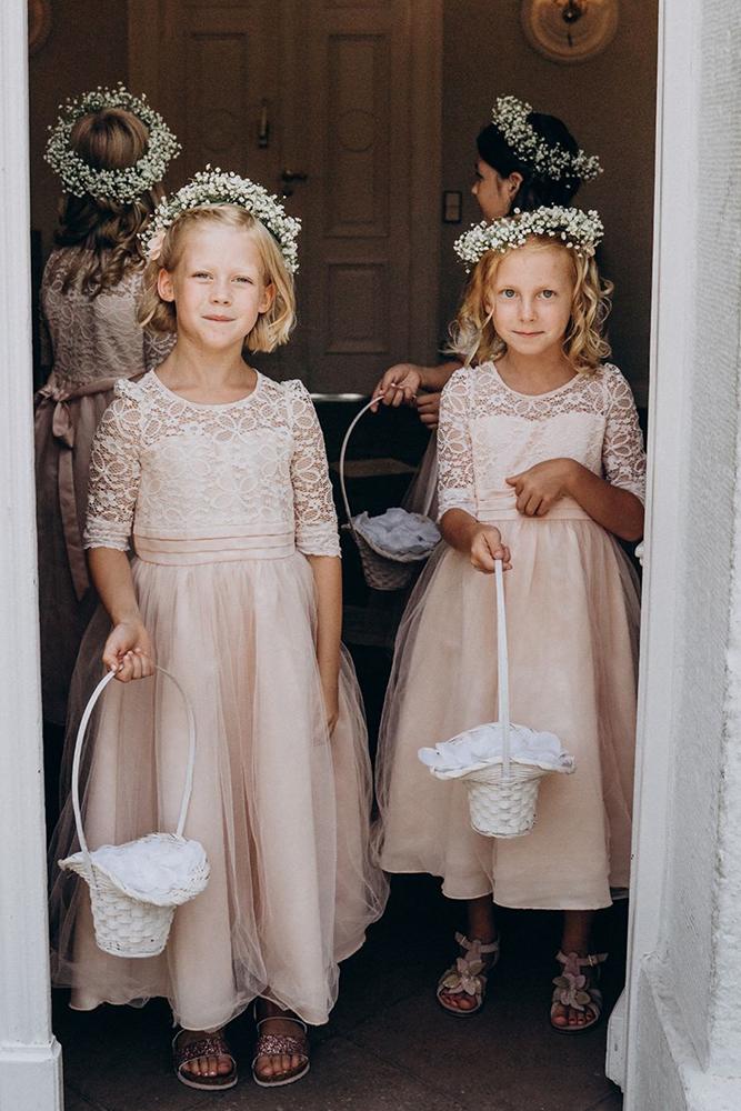 lace flower girl dresses blush with sleeves rustic malysheva_liu