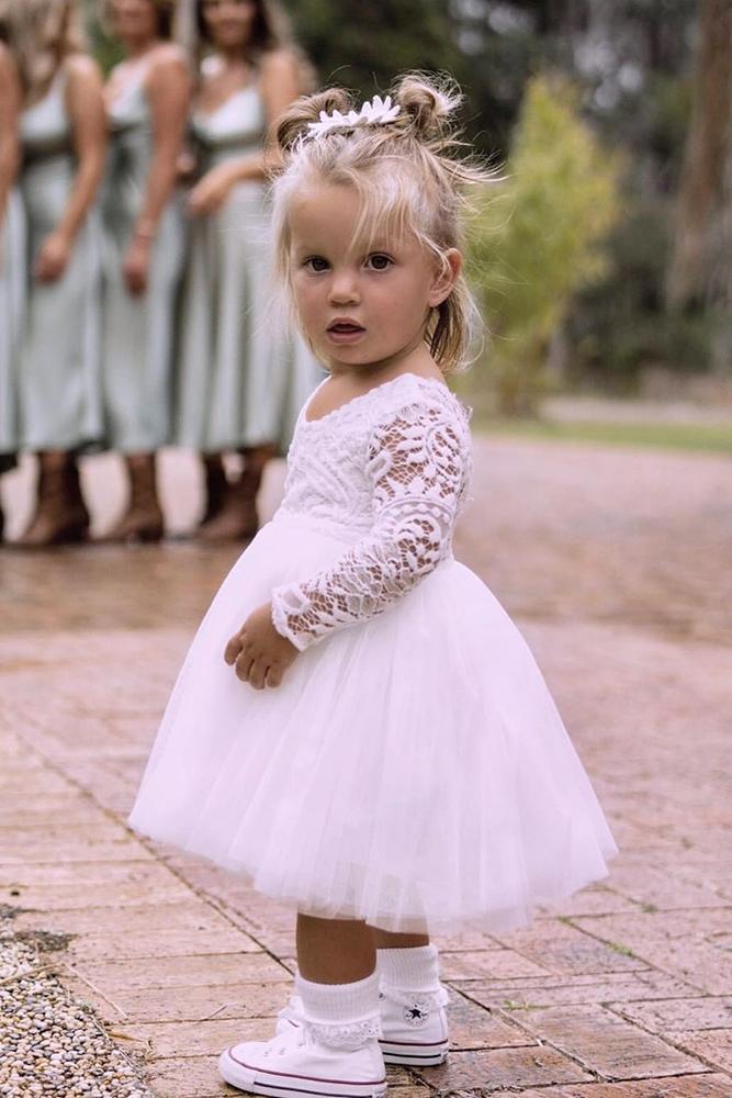 lace flower girl dresses with long sleeves tutu skirt arabellaandrose