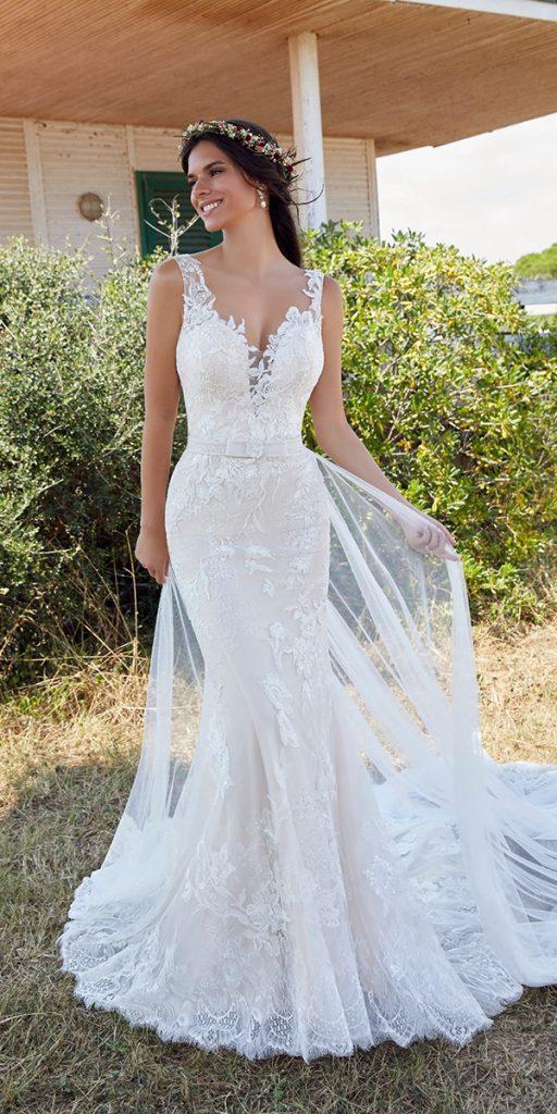 mermaid wedding dresses sweetheart neckline ful lace with train ronald joyce