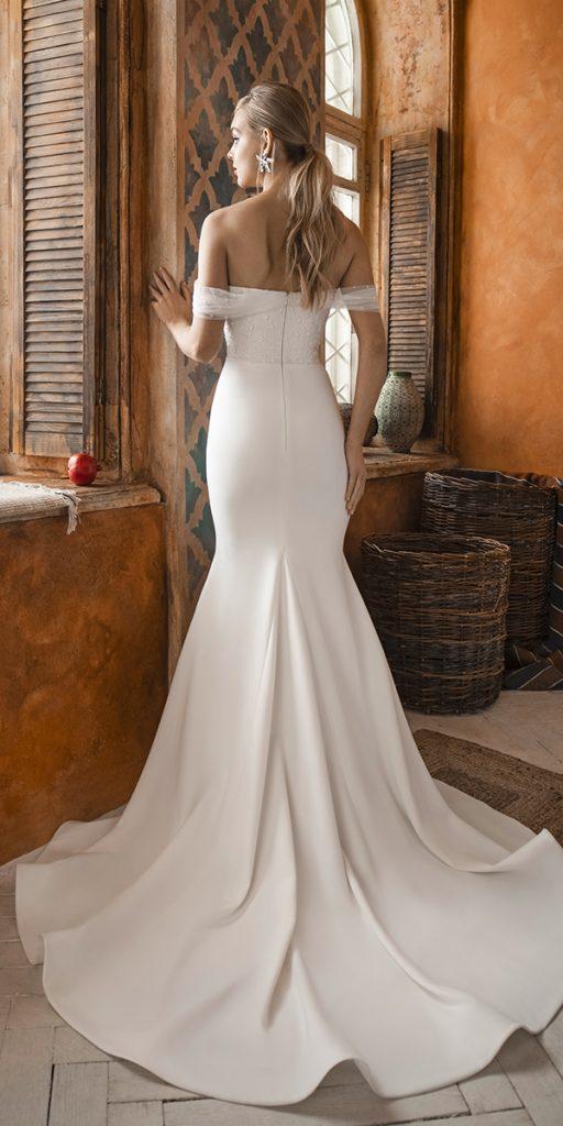 trumpet wedding dresses off the shoulder simple low back innocentia