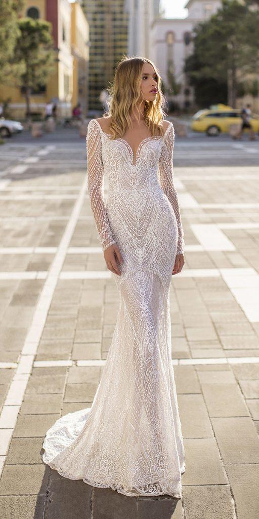 unique lace wedding dresses trumpet with long sleeves delicate sweetheart wona
