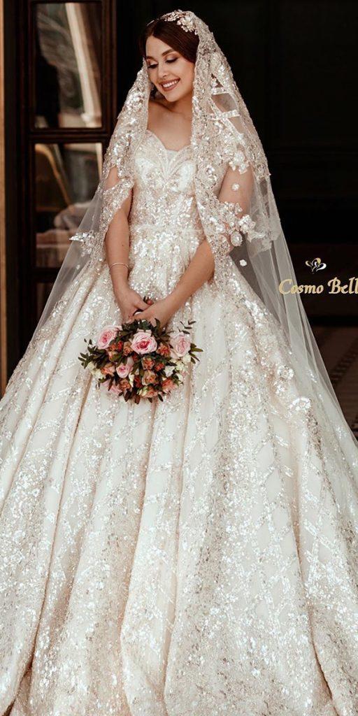 ball gown wedding dresses ball gown sequins with veil cosmobella
