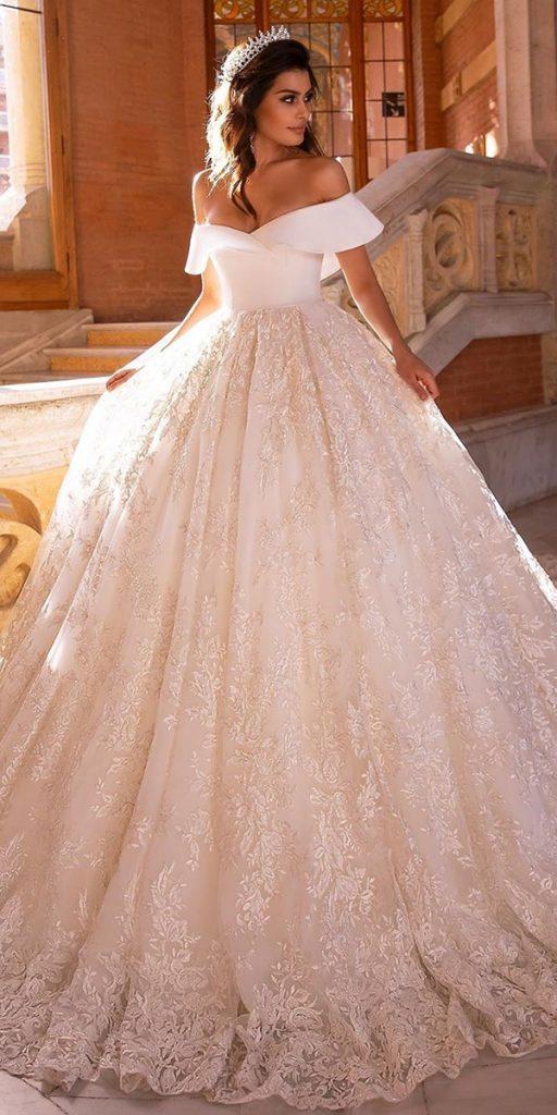 ball gown wedding dresses off the shoulder lace tinavalerdi
