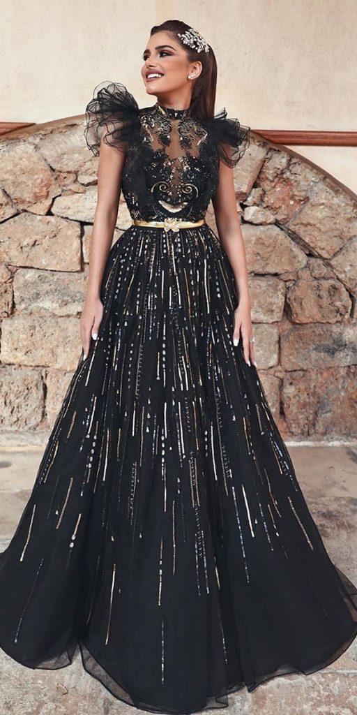 black wedding dresses a line gold sequins saidmhamadofficia