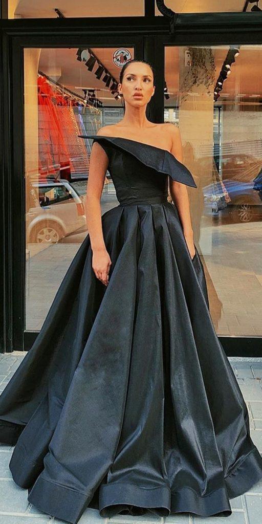 black wedding dresses ball gown strapless neckline simple liastubllaofficia