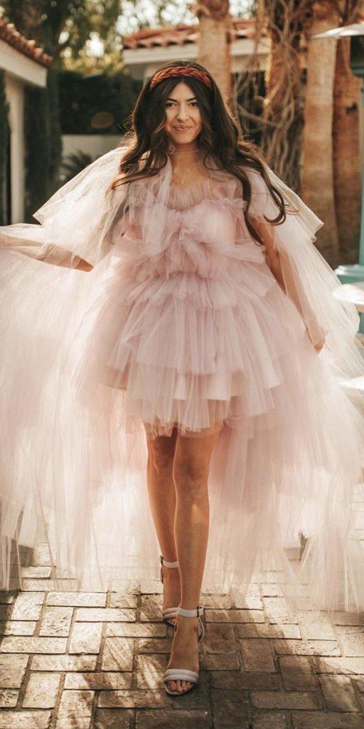 high low wedding dresses simple ruffled skirt with cape country elizabethdye