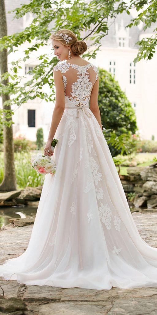 lace back wedding dresses a line tatto effect country essensedesigns