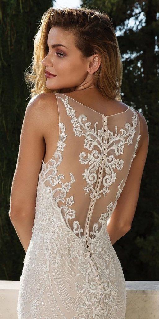 lace back wedding dresses details with buttons justinalexander