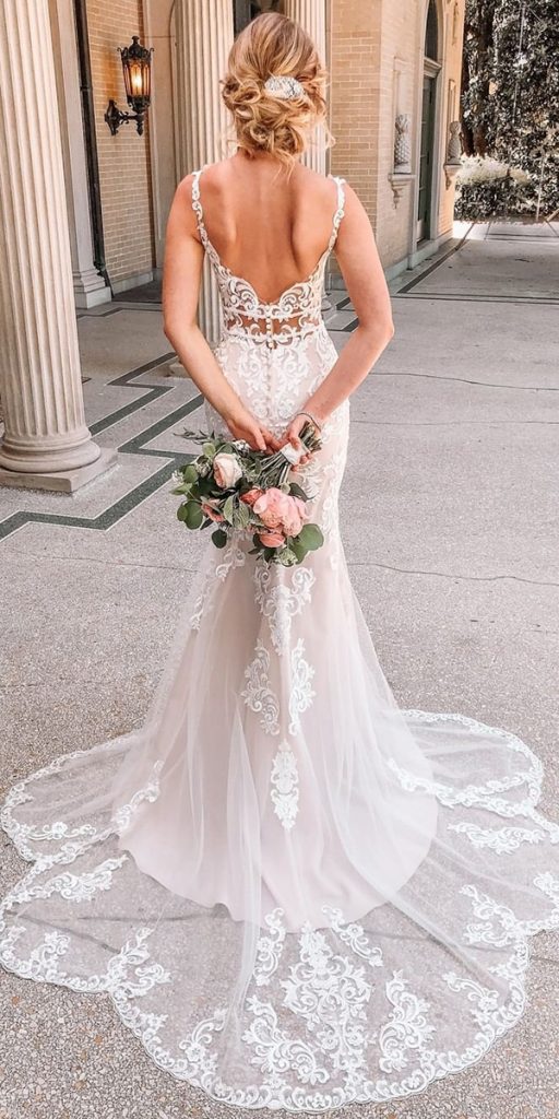 lace beach wedding dresses with train lace low back sexy missstellayork