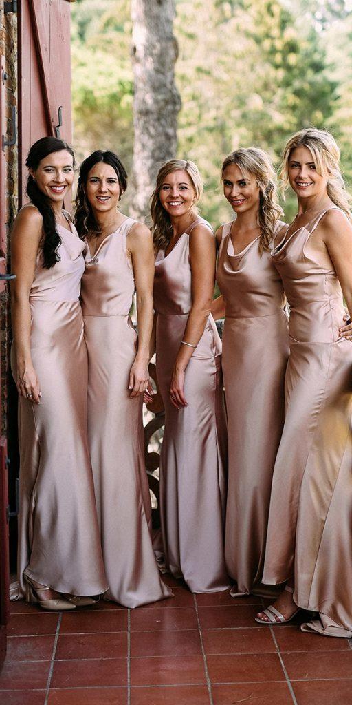 long bridesmaid dresses simple nude silk rustic divine day