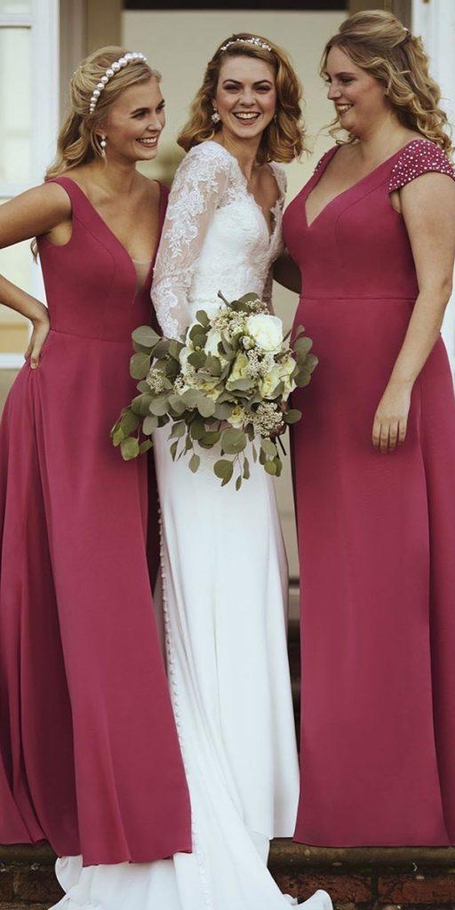 long bridesmaid dresses simple with cap sleeves truebride