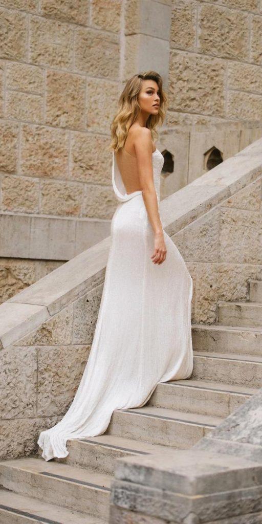 summer wedding dresses a line simple low back beach galia