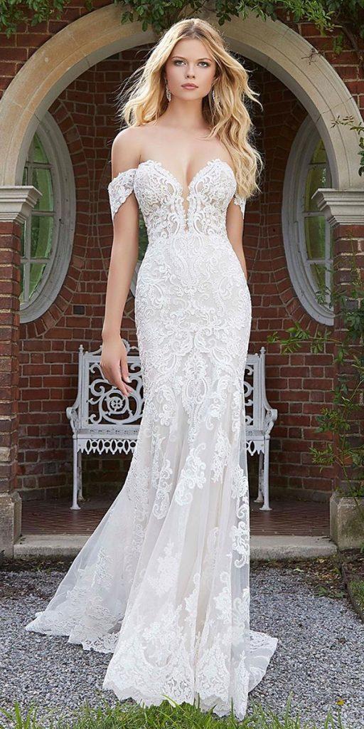 sweetheart mermaid wedding dresses strapless lace off the shoulder morilee