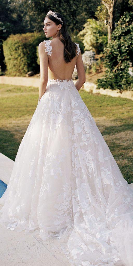 a line wedding dresses open back with train galia lahav