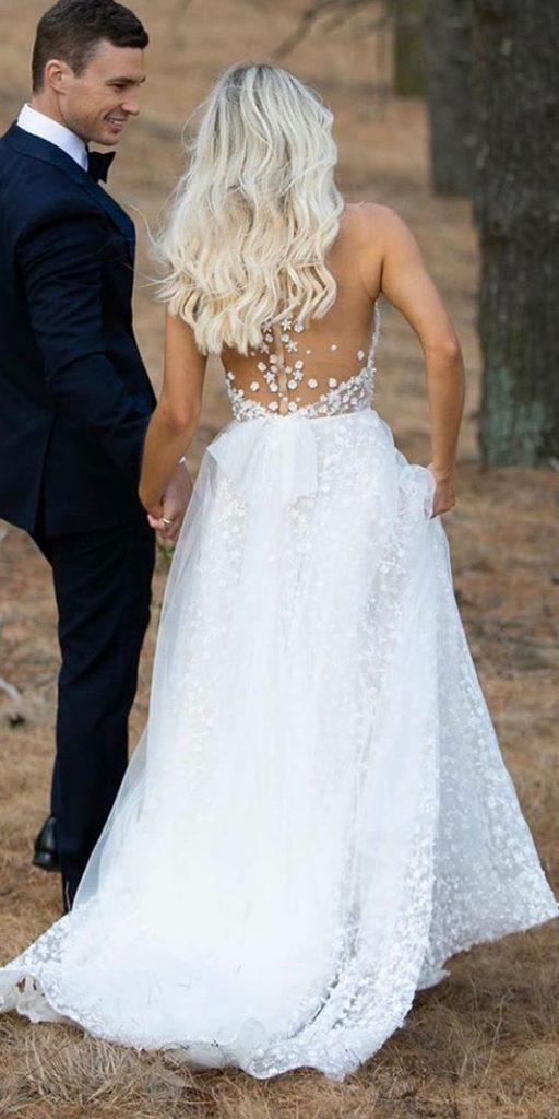 beach wedding dresses a line illusion back with bow rustic berta
