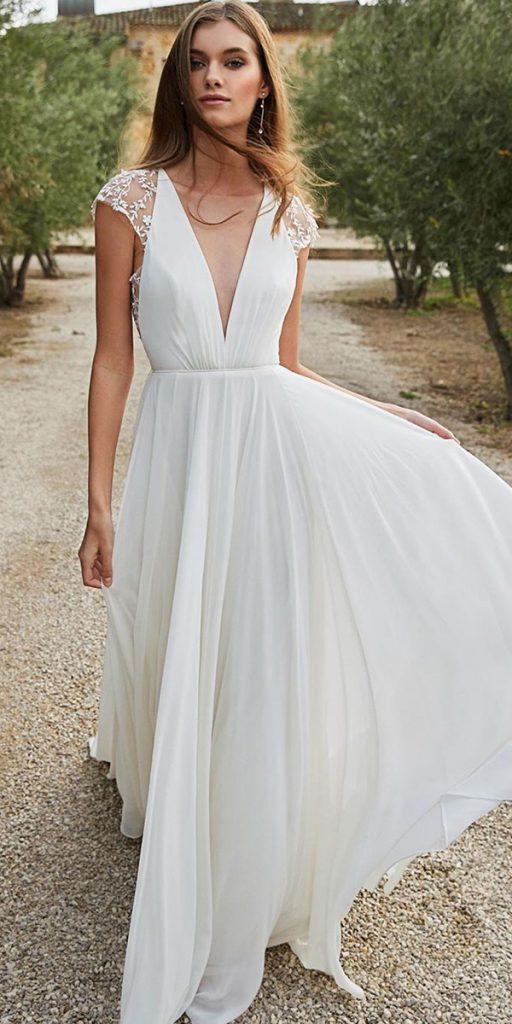 Sleeveless Ivory Satin Simple Beach Wedding Dress Promfy