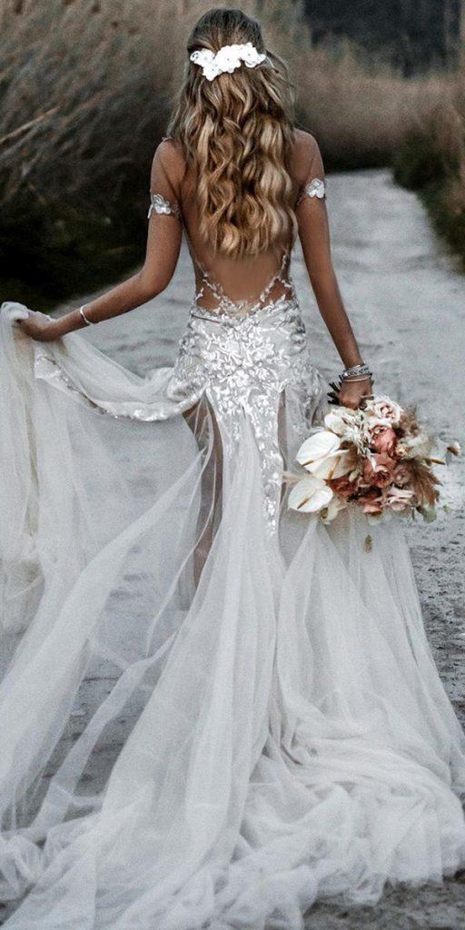 beach wedding dresses with cap sleeves with train tali photography