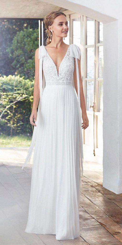 country wedding dresses a line lace top plunging neckline rosa clara