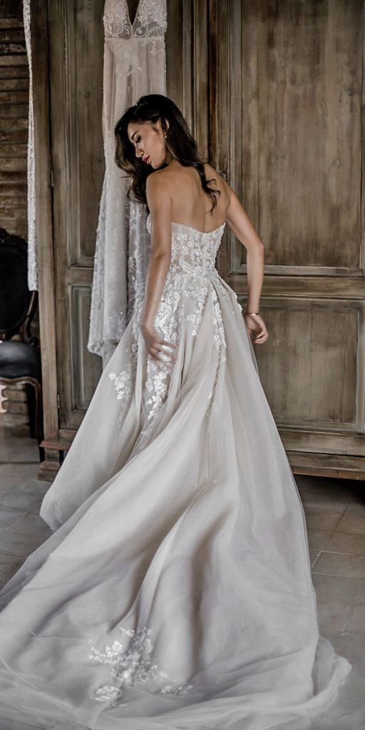 country wedding dresses a line low back with train floral appliques galia lahavv