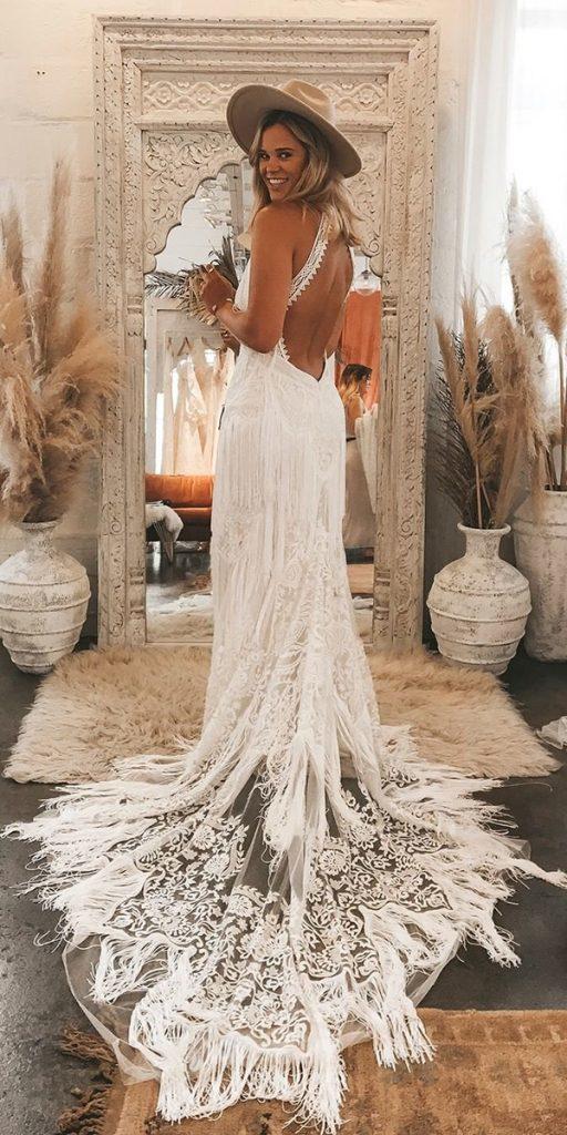  country wedding dresses sheath lace open back cowboy ruedeseinebridal