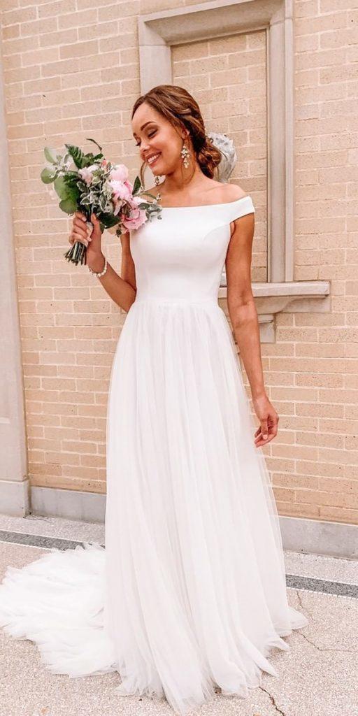 destination wedding dresses a line simple strapless off the shoulder missstellayork