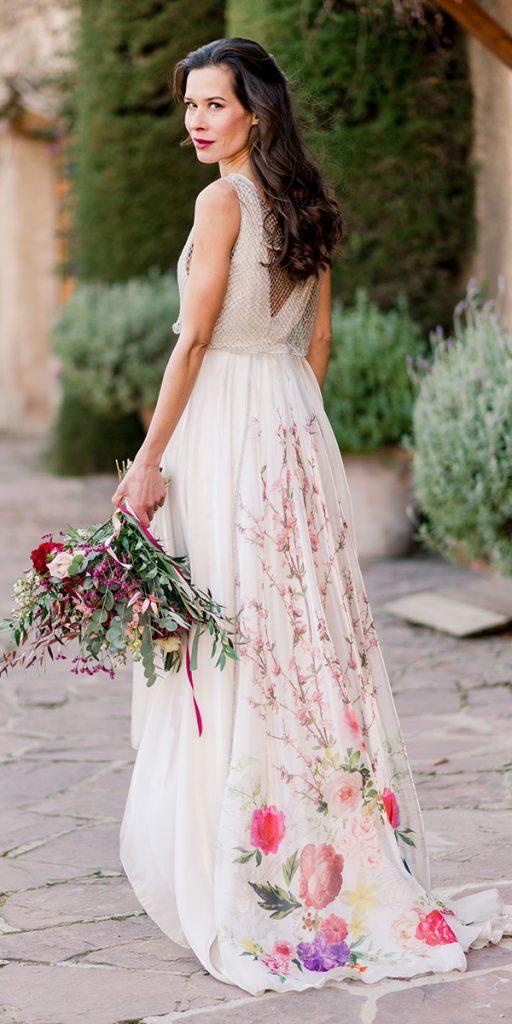 floral wedding dresses a line rustic with train hannah leigh