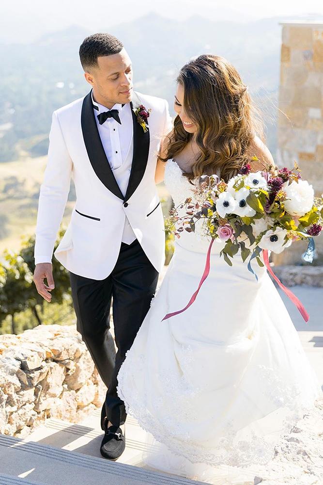 grooms men attire white jacket with bow tie country loveandyoustudios