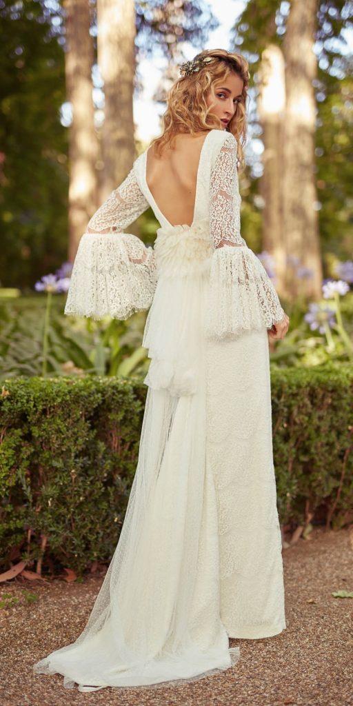lace wedding dresses with sleeves bohemian open back matildecan min