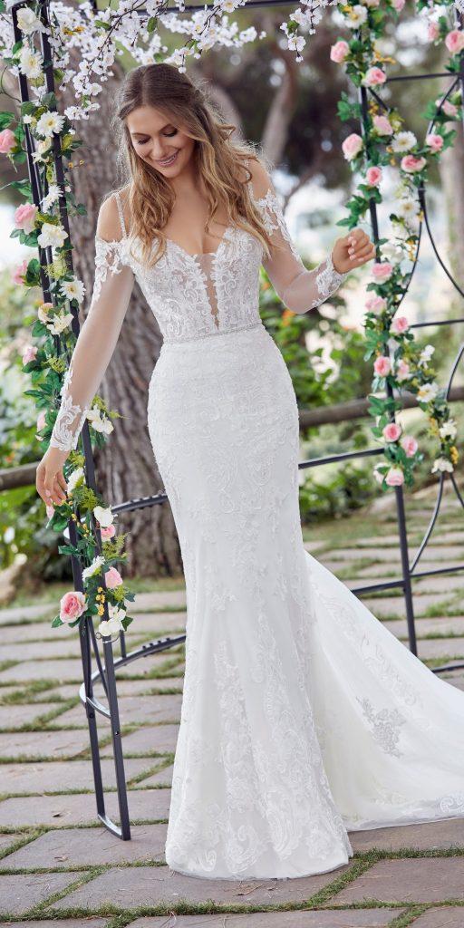 lace wedding dresses with sleeves mermaid with straps sweetheart neckline ronaldjoyce