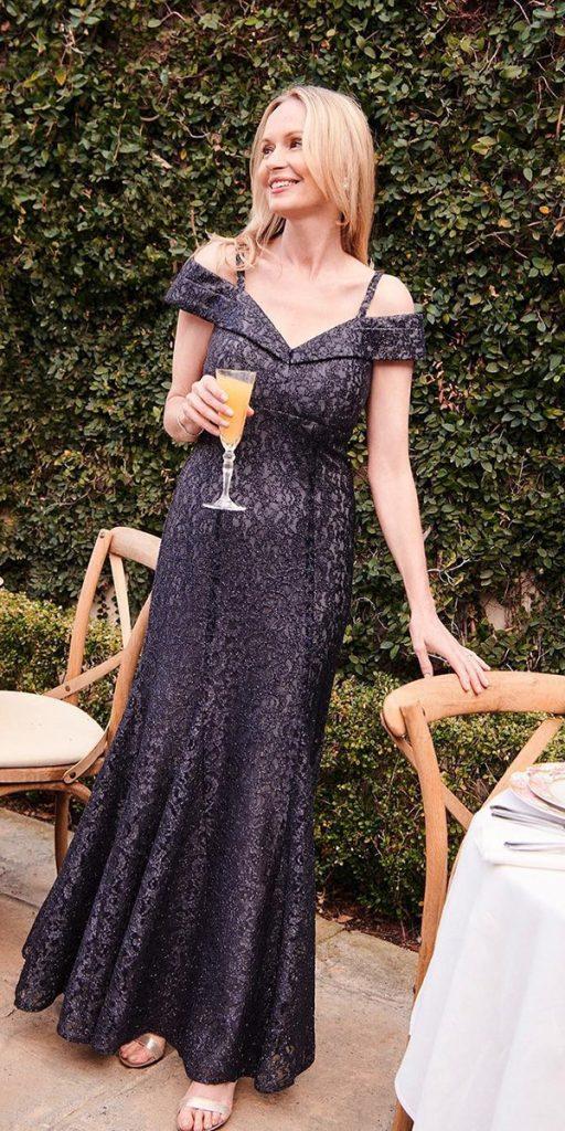 long mother of the bride dresses lace with spaghetti straps off the shoulder davids bridal