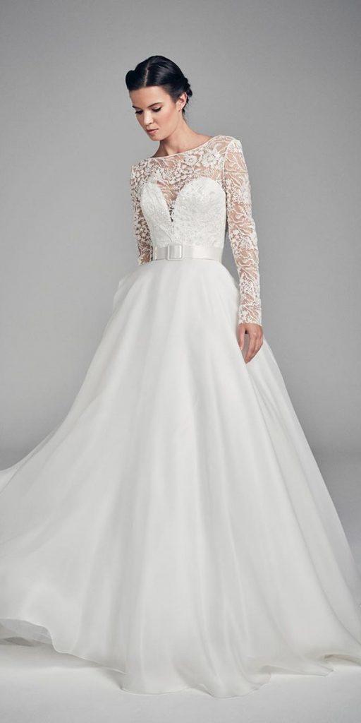 long sleeve wedding dresses a line with lace long sleeves suzanne neville