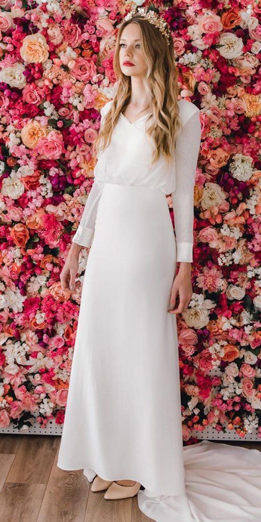 long sleeve wedding dresses simple sheath modest elizabethcooperdesign