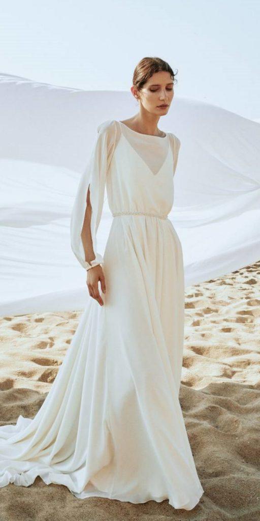 modest wedding dresses with sleeves a line simple liretta tilda
