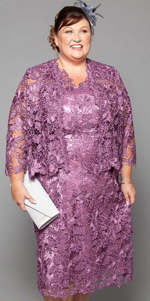 plus size mother of the bride dresses knee length lace with cape curvychicbridal