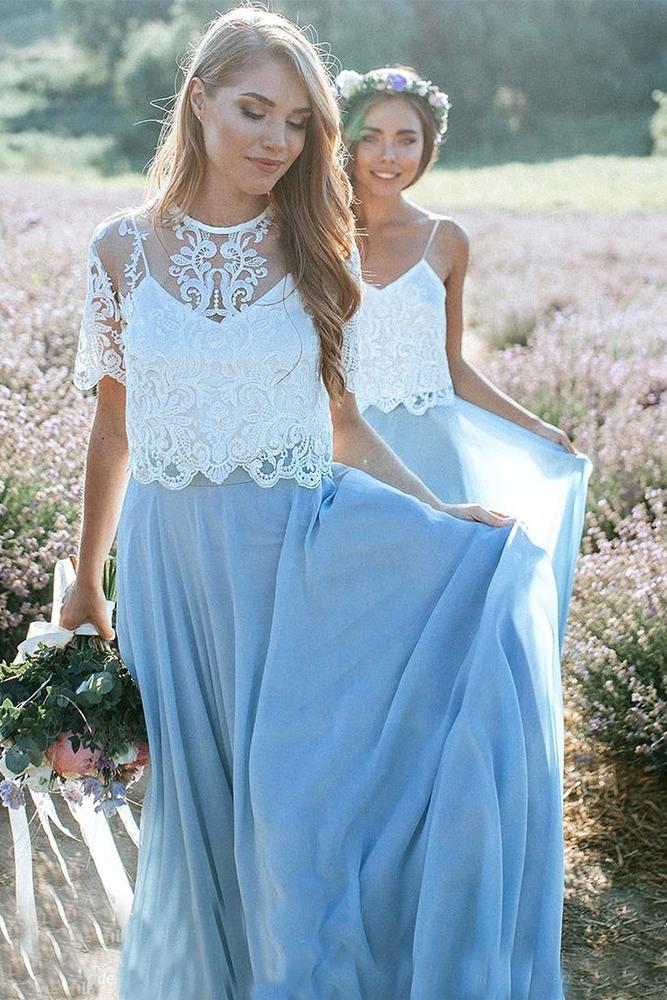  rustic bridesmaid dresses lace top blue skirt country stylishbrideaccs