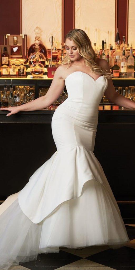 satin mermaid wedding dresses sweetheart neckline strapless for plus size justinalexander