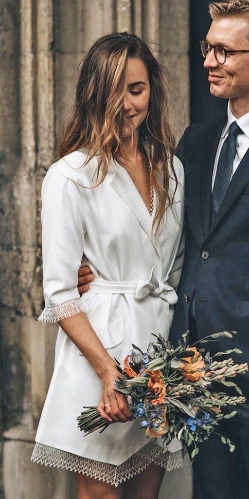  short wedding dresses simple with sleeves beach rimearodaky
